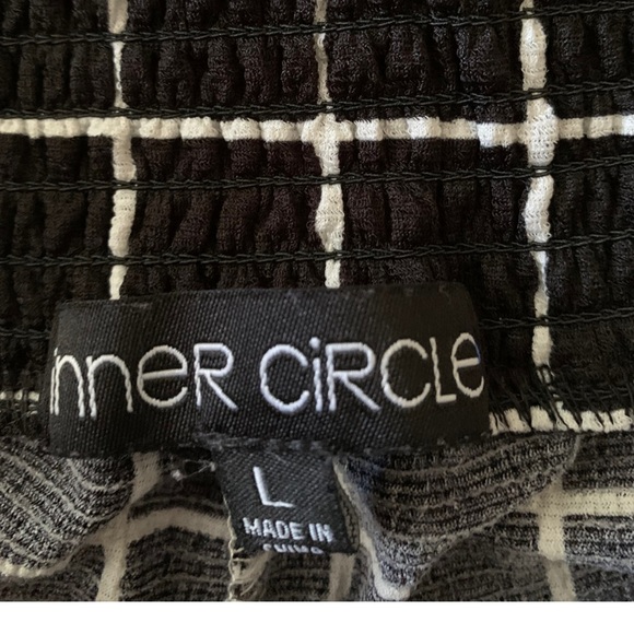 Inner circle black and white grid L wide leg stretch elastic straight leg pants - Picture 3 of 5